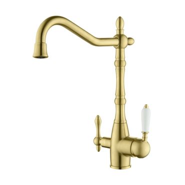 SAXO 3 Wege Wasserhahn im Landhausstil, Chrom, Gold, Antik Messing - Photo preview 0