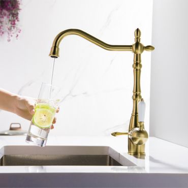 SAXO 3 Wege Wasserhahn im Landhausstil, Chrom, Gold, Antik Messing - Photo preview 5