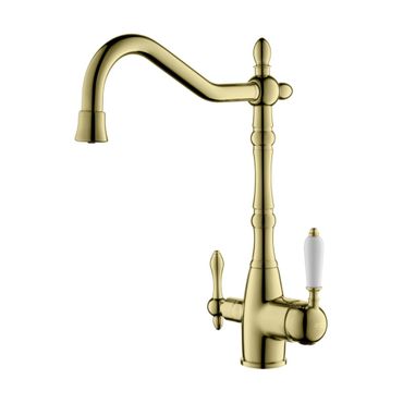 SAXO 3 Wege Wasserhahn im Landhausstil, Chrom, Gold, Antik Messing - Photo preview 0