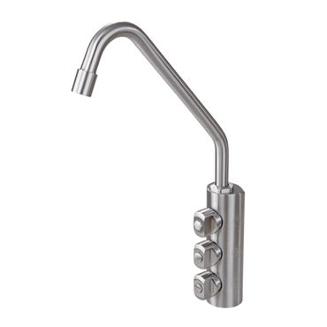3-Wege-Zusatz-Sodaarmatur HERMES INOX, Edelstahl massiv geeignet für Sprudelwasser