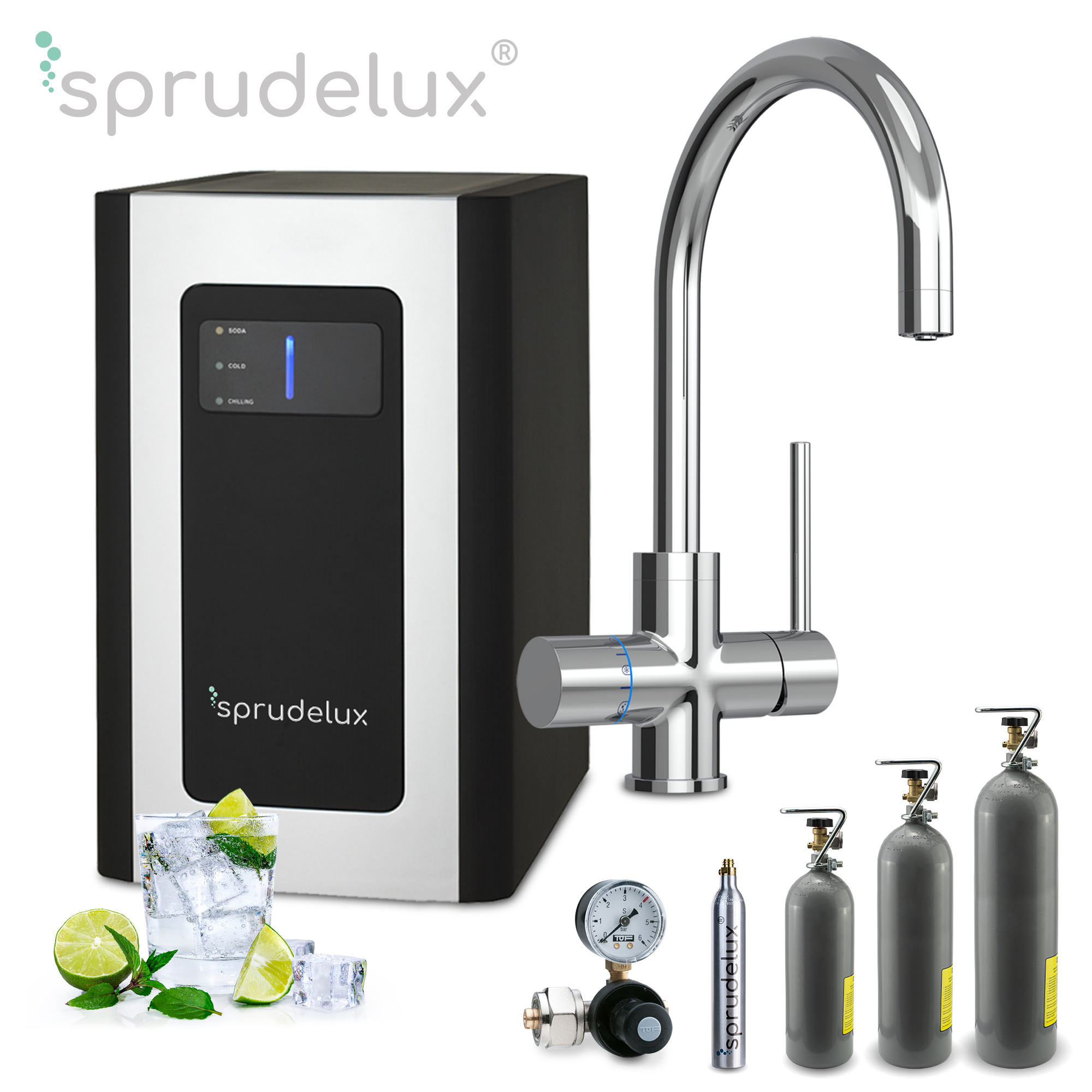 Untertisch-Tafelwasseranlage SPRUDELUX® BLUE DIAMOND inklusive 5-Wege-Armatur - Photo 0