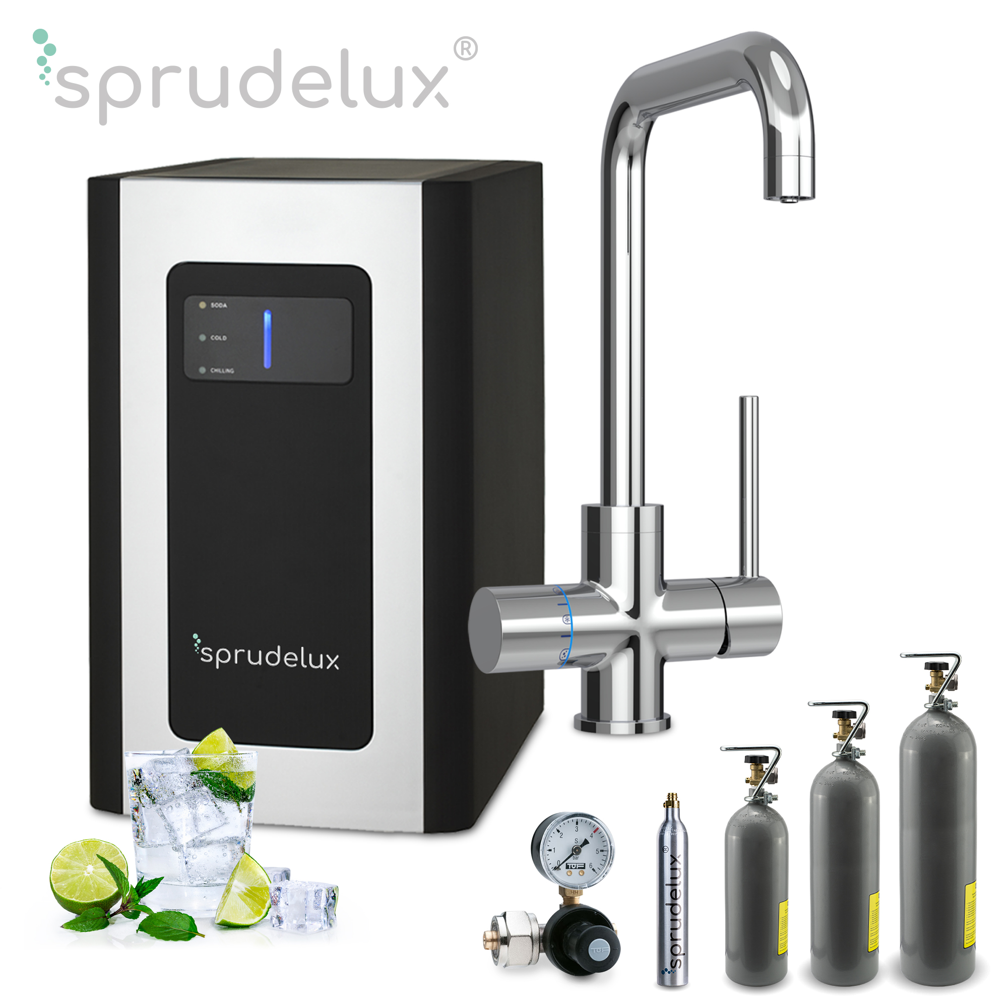 Untertisch-Tafelwasseranlage SPRUDELUX® BLUE DIAMOND inklusive 5-Wege-Armatur - Photo 0
