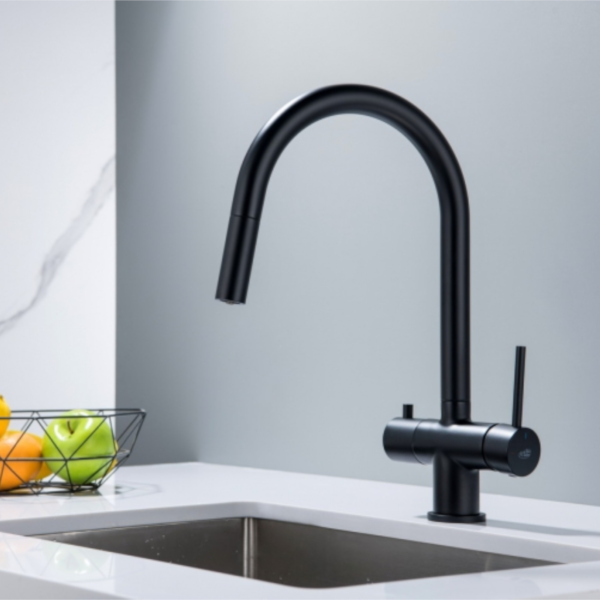 CYRUS Drei-Wege-Wasserhahn mit ausziehbarer Brause, Chrom, Gold, Antik Messing, Edelstahl Optik, Schwarz Matt - Photo 4