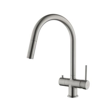 CYRUS Drei-Wege-Wasserhahn mit ausziehbarer Brause, Chrom, Gold, Antik Messing, Edelstahl Optik, Schwarz Matt - Photo preview 0