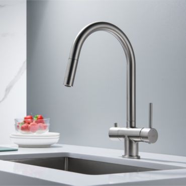 CYRUS Drei-Wege-Wasserhahn mit ausziehbarer Brause, Chrom, Gold, Antik Messing, Edelstahl Optik, Schwarz Matt - Photo preview 6