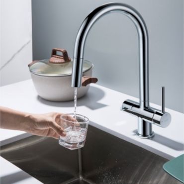 CYRUS Drei-Wege-Wasserhahn mit ausziehbarer Brause, Chrom, Gold, Antik Messing, Edelstahl Optik, Schwarz Matt - Photo preview 3