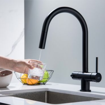 CYRUS Drei-Wege-Wasserhahn mit ausziehbarer Brause, Chrom, Gold, Antik Messing, Edelstahl Optik, Schwarz Matt - Photo preview 3