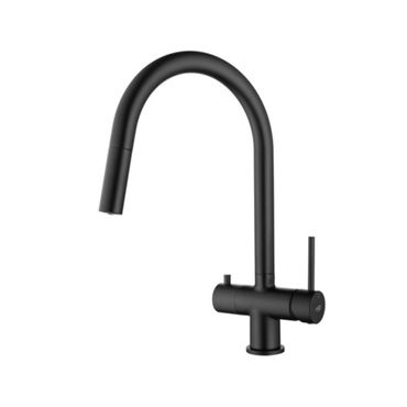 CYRUS Drei-Wege-Wasserhahn mit ausziehbarer Brause, Chrom, Gold, Antik Messing, Edelstahl Optik, Schwarz Matt - Photo preview 0