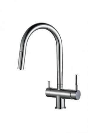 NAOMI CHROM 3-Wege-Wasserhahn mit einer ausziehbaren Brause kompatibel mit Wasserfiltern aller Art - Photo preview 3