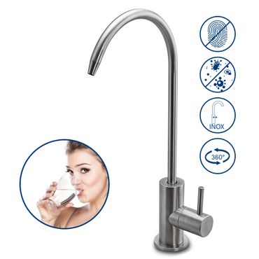 Ein-Weg-Osmose-Wasserhahn SOFIA, Edelstahl massiv, Edelstahl gebürstet, Schwarz Matt, Bronze fein gebürstet - Photo preview 0