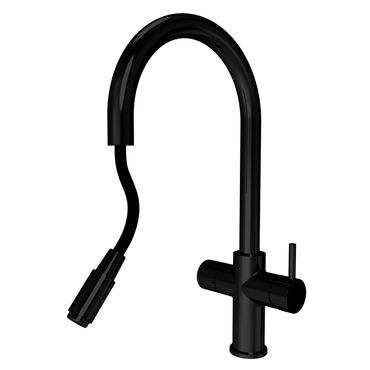 SPRUDELUX® 5-Wege-Armatur C-Auslauf mit ausziehbarer Brause; schwarz für SPRUDELUX FLAME - Photo preview 2