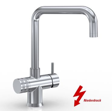 Designer Drei-Wege-Wasserhahn GM U-Auslauf Edelstahl Look (NIEDERDRUCK) - Photo preview 0
