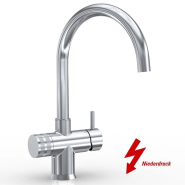 3-Wege-Wasserhahn, 3-Wege-Niederdruckarmatur GM C-Auslauf Edelstahl Look (NIEDERDRUCK). Made in Italy - Photo preview 0
