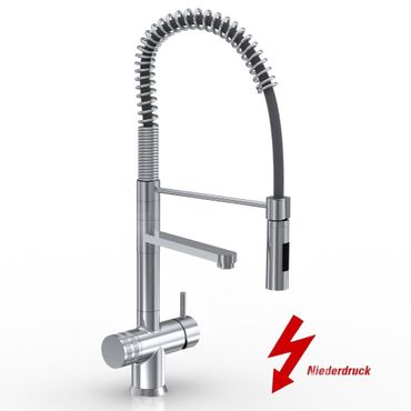 Designer Spiralfeder-Drei-Wege-Wasserhahn LUXURY VEGA Edelstahl Look (NIEDERDRUCK) 56 cm - Photo preview 2