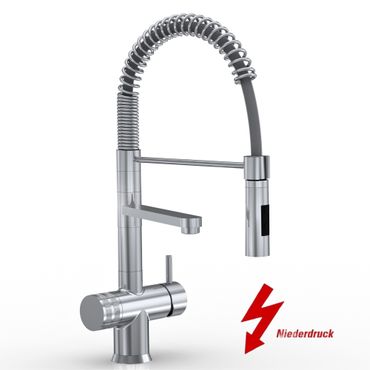 Designer Spiralfeder-Drei-Wege-Wasserhahn LUXURY VEGA Edelstahl Look (NIEDERDRUCK) 45 cm - Photo preview 2