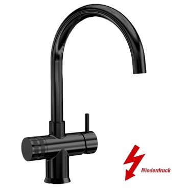 3-Wege-Wasserhahn, 3-Wege-Niederdruckarmatur GM C-Auslauf FULL BLACK (NIEDERDRUCK). Made in Italy - Photo preview 2
