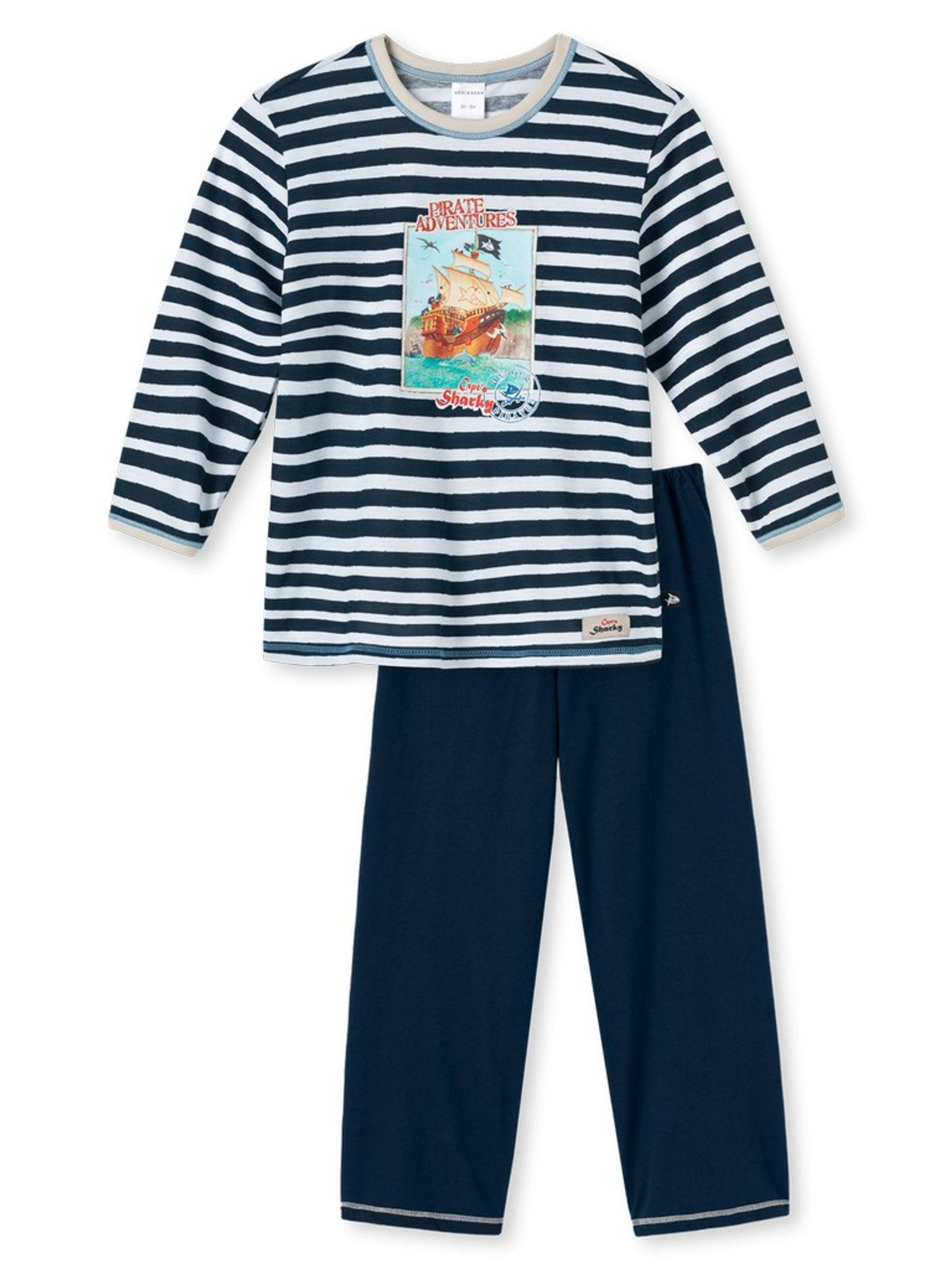 Schiesser Jungen Schlafanzug Pyjama Lang-100% Organic Bio Baumwolle-Größe bis 140 Set di Pigiama, Blu Scuro_183014, 92 Bambini e Ragazzi