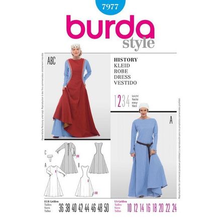 36-46 Schnittmuster burda style No 7879 Tanzkleid kurz /& Tanzkleid lang Gr