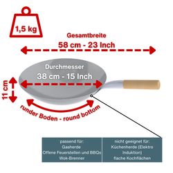 China Stahl WOK 38 cm - 15 Inch mit Holzgriff - Bild 2