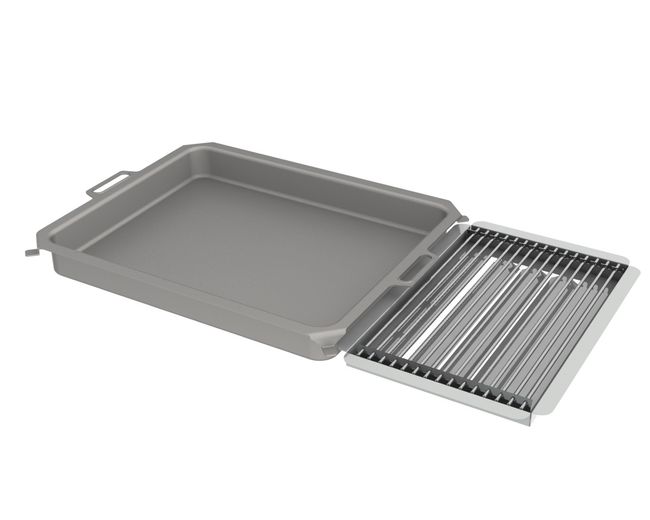 Kombi-Set 3-teilig Pfanne + V2A Rost Einzelstäbe + Flammabdeckung für Gastrobräter