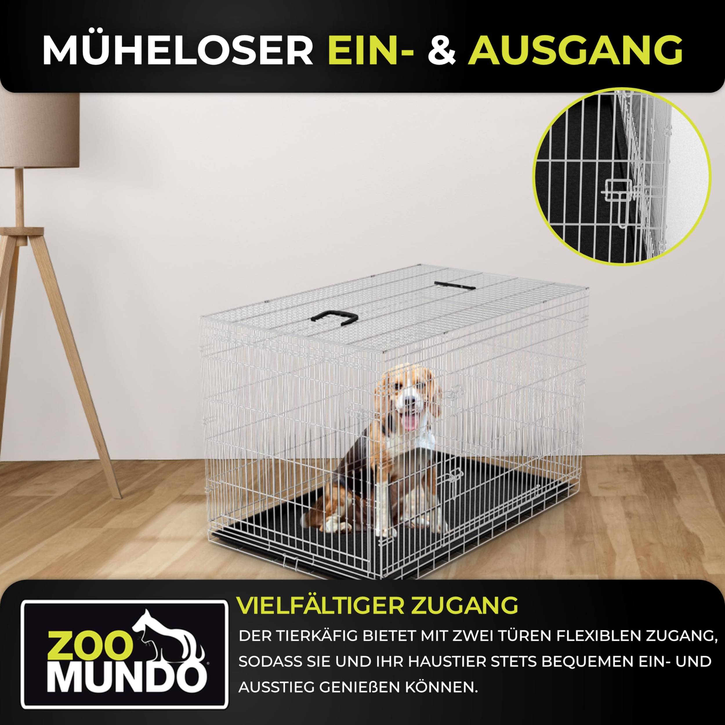 zoomundo Foldable stainless Animal Cage - in Silver Size XL | MA