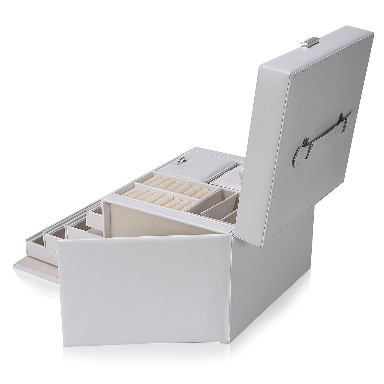 Makika Boite A Bijoux Stockage De Bijoux De Maquillage Avec Serrure Et 2 Compartiments En Blanc Ma Trading