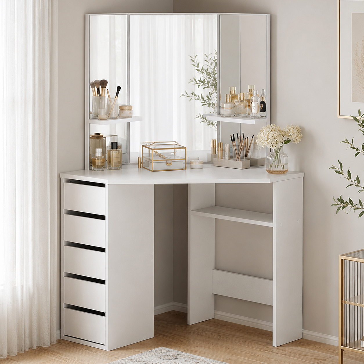 fitted corner dressing table Dressing Table: 40'' Wide Corner Vanity – Studio GKW main image 0