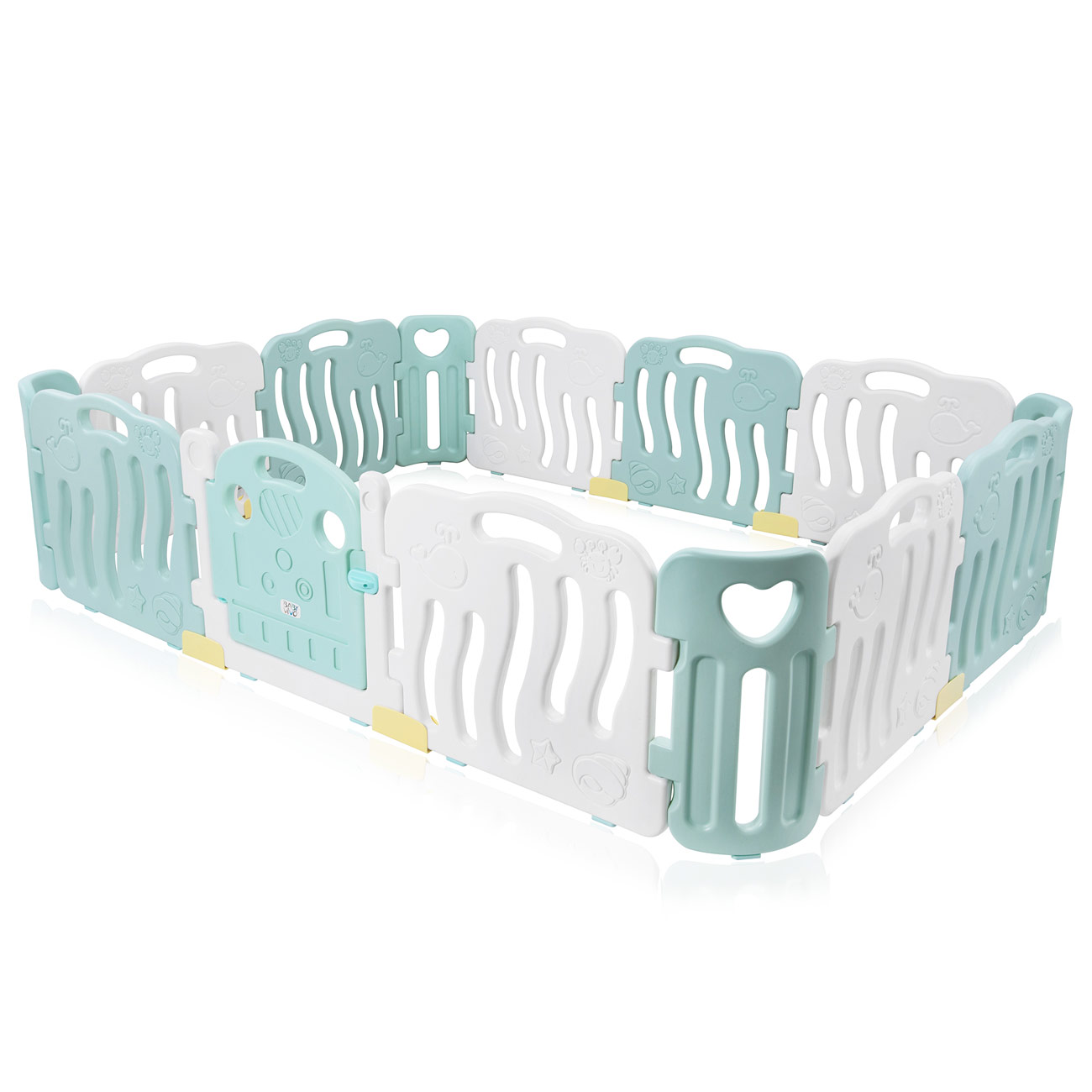 Baby Vivo Parc Bébé en Plastique 14 Éléments en Turquoise / Blanc - Bailey, MA Trading