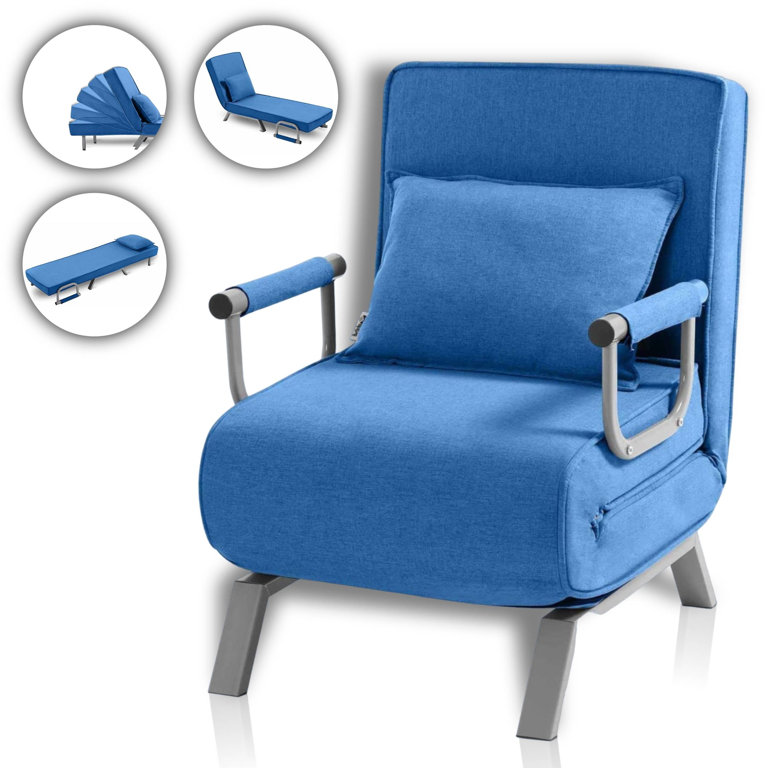 FANTASK Poltrona Letto Pieghevole 3 In 1 – Schienale Regolabile, Con Ruote E Rivestimento Sfoderabile, Blu