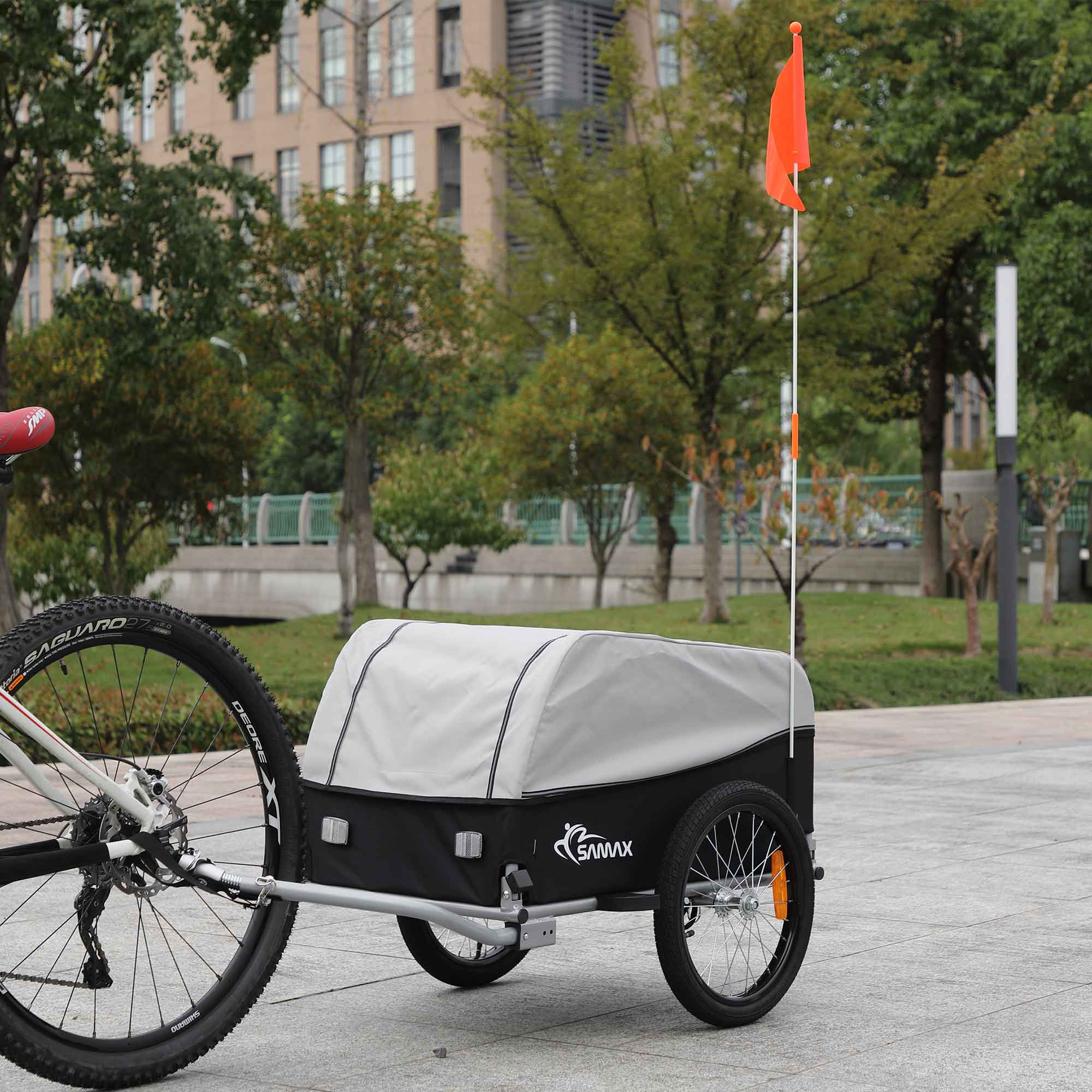 SAMAX Fahrradanhänger Transportanhänger - 40kg Last, 120 Liter Volumen In Schwarz/Grau