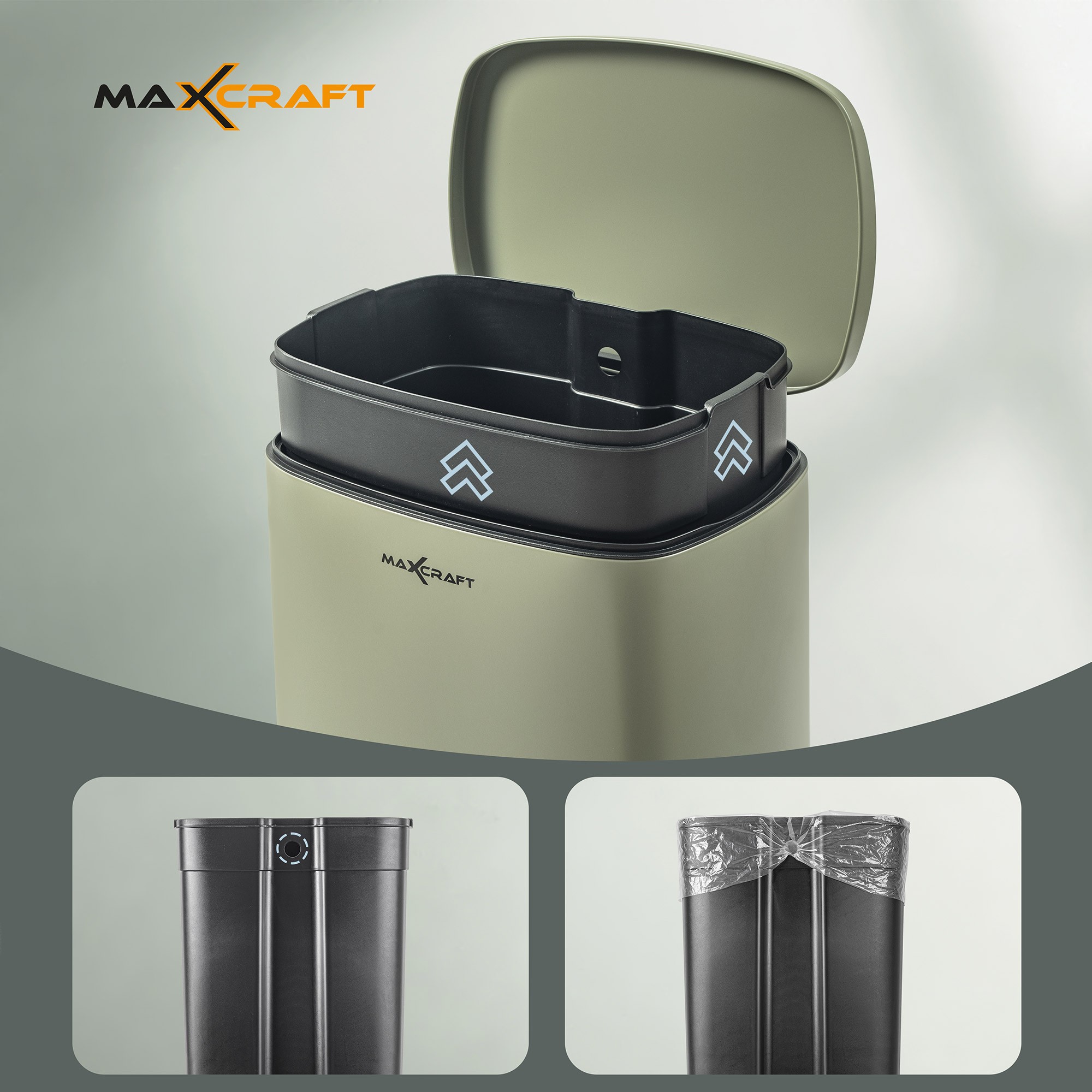 2 Pattumiere In Cartone Con Coperchio - Verde, 70L, Riciclato 100% - Foto 3