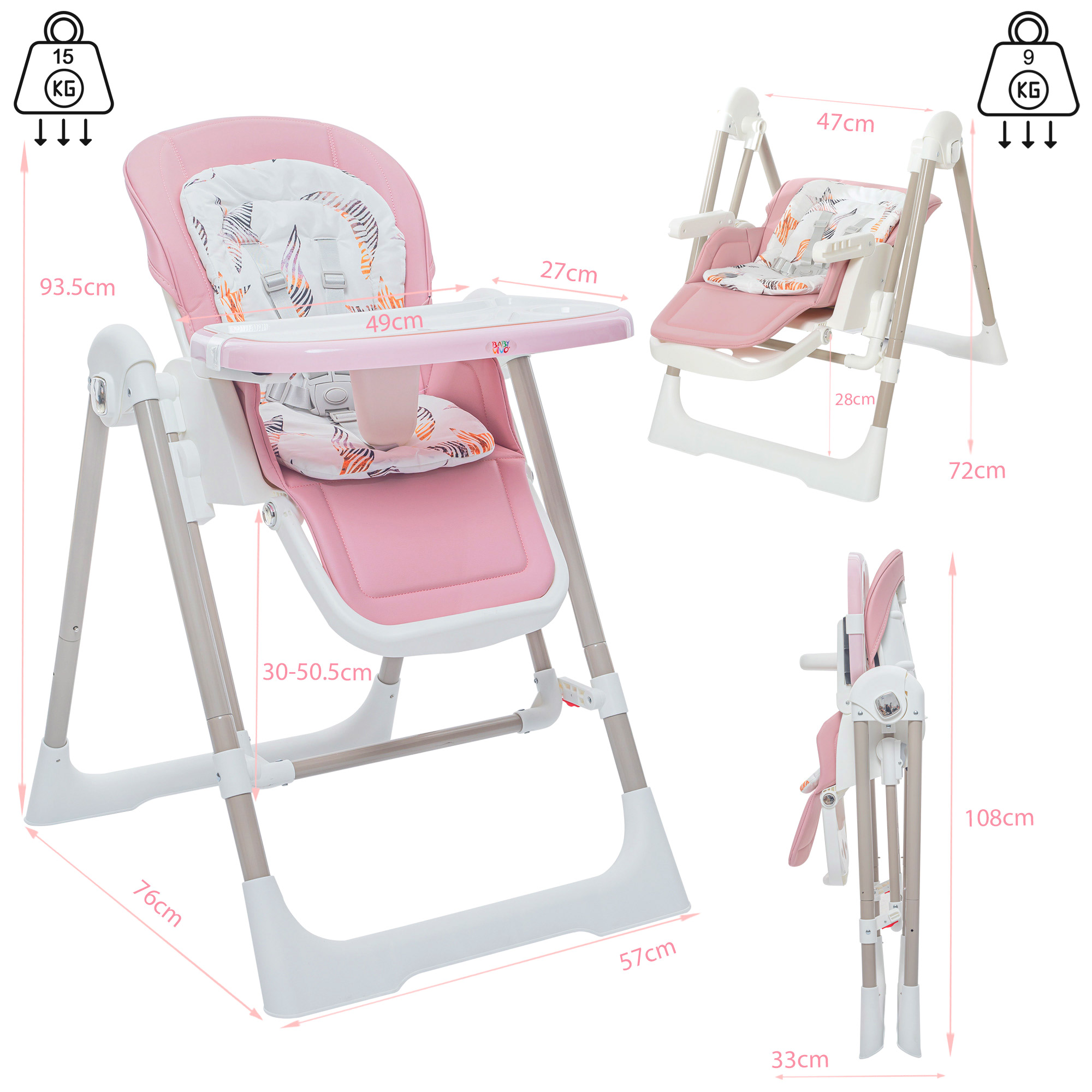 Copri Seggiolone Universale In PVC - Baby RE Rosa - Foto 6