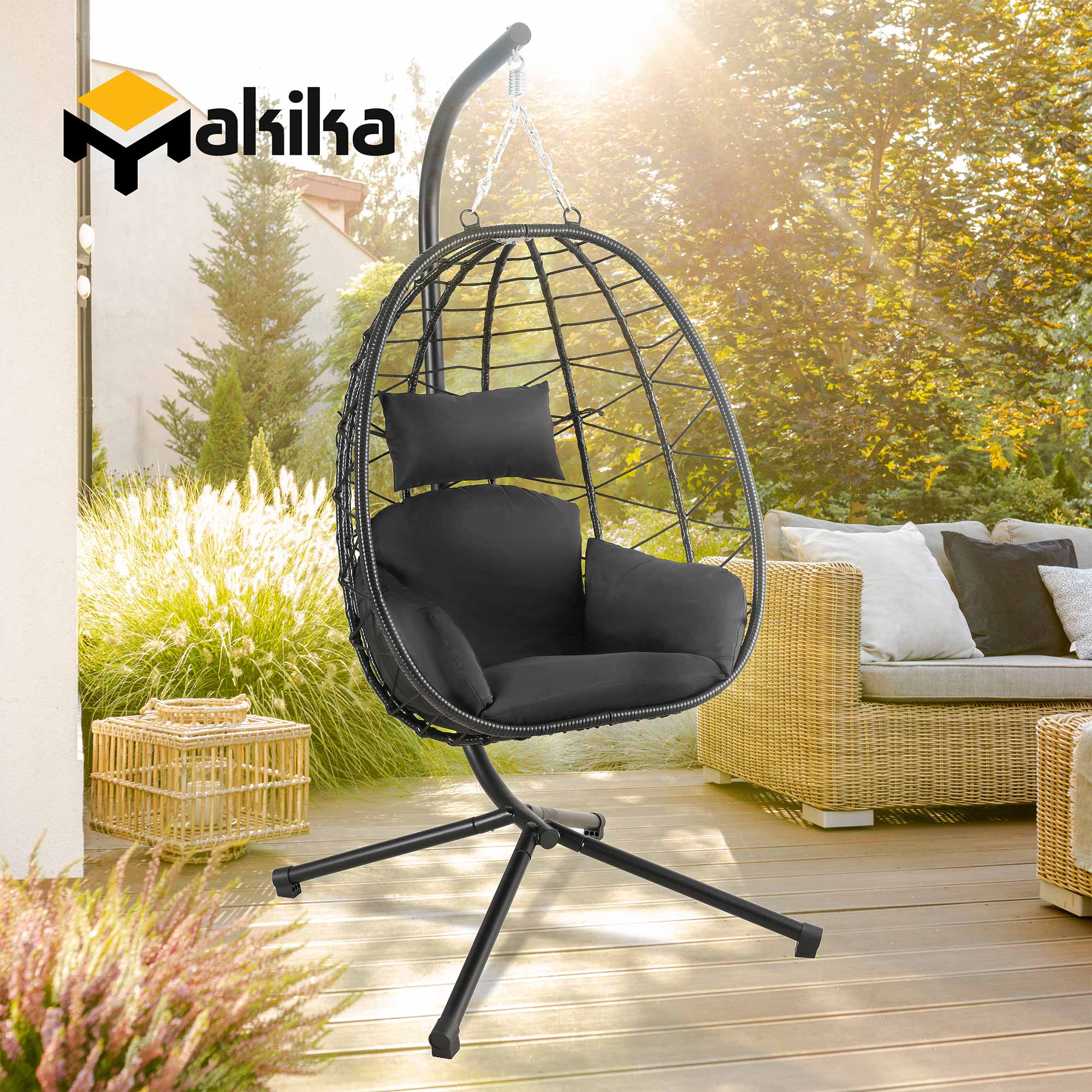 black egg swing chair