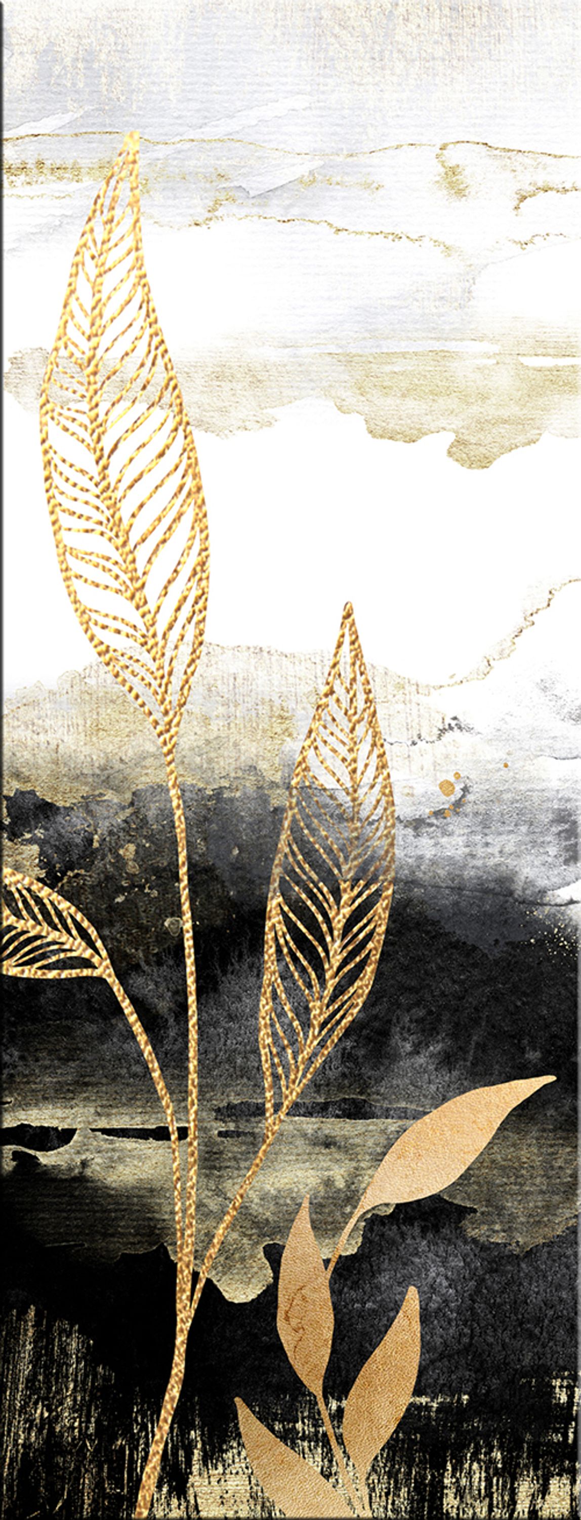 artissimo, Glasbild, 30x80cm, AG4765A, Aquarell Zweige, Bild aus Glas