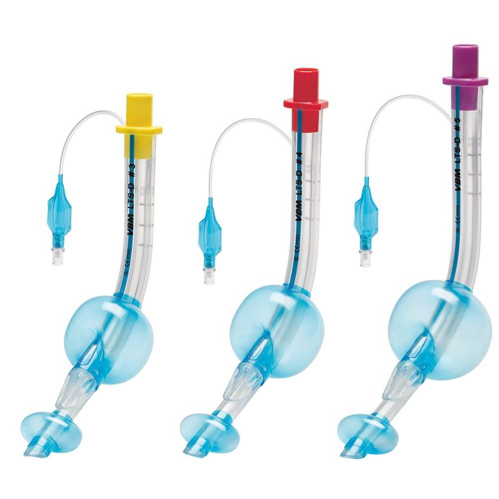 Der Aufbau eines Larynx Tubus trägt zur sicheren Anwendung bei Larynx Tuben in unterschiedlichen Größen aus dem Sortiment von SANISMART