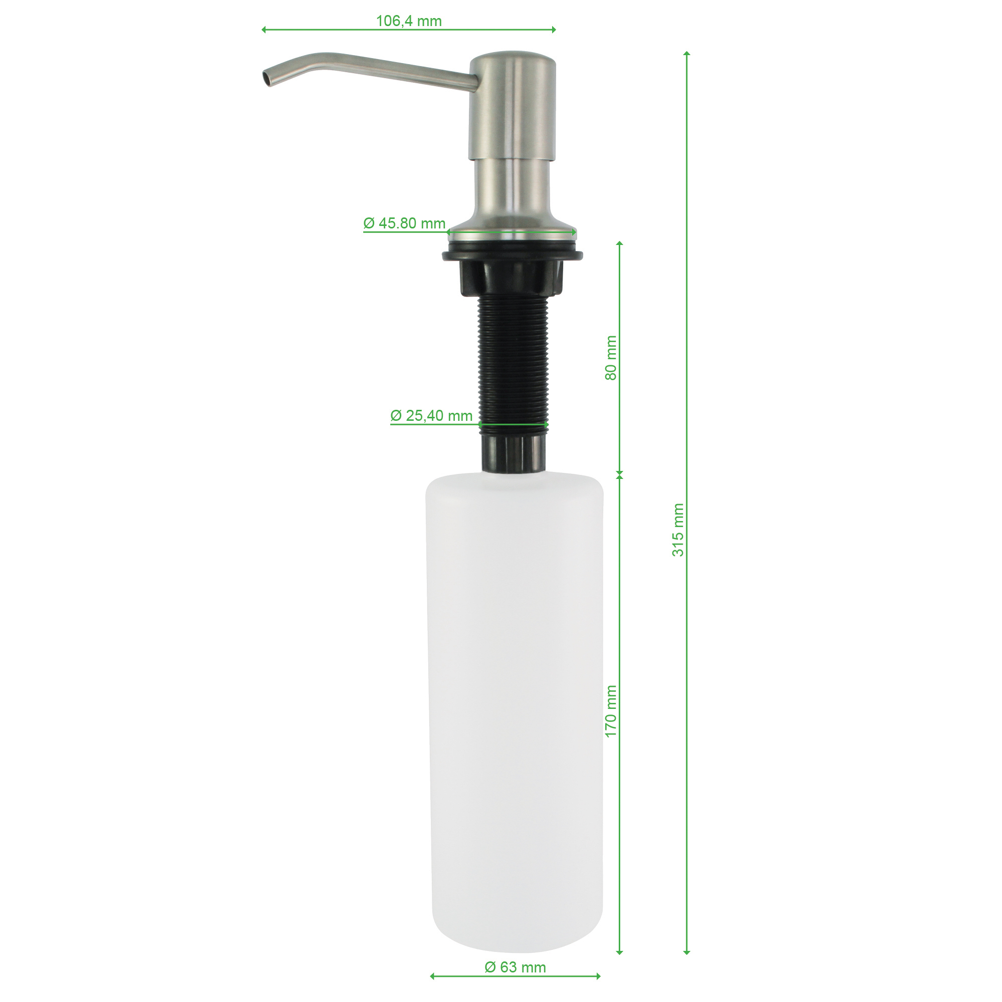 SANISMART Einbau-Seifenspender F25-1 Edelstahl gebürstet 500 ml | eBay