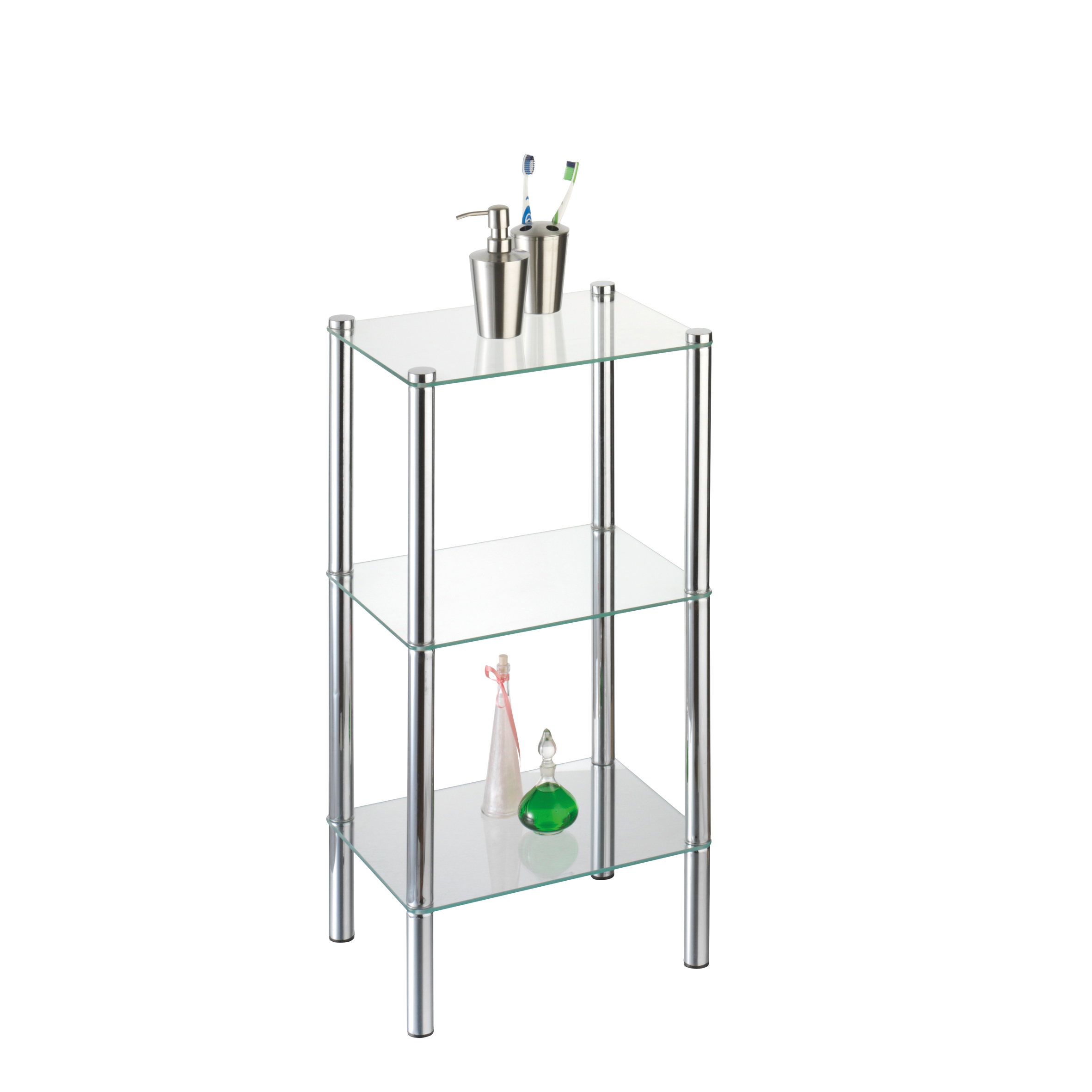 Standregal verchromt 3 Glasböden "Kalundborg" Standregal verchromt 3 Glasböden "Kalundborg"