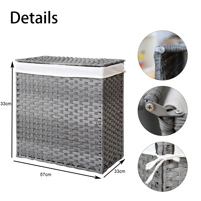 Faltbarer Wäschekorb Wäschetonne Wäschetruhe Polyrattan 2x Wäschesack