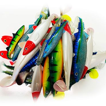 Jackson Sea XXL Profi Norwegen Meeresangeln Köder Gummifische 18 – 30cm Angelset - 30 Stück