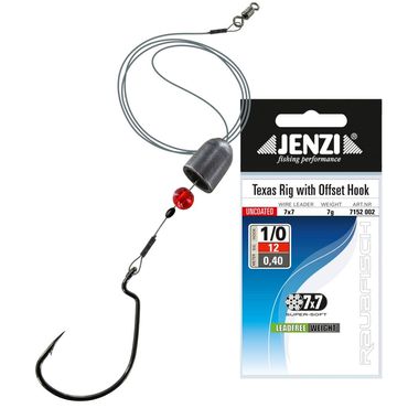 Jenzi 7x7 Texas-Rig mit Offset-Haken und Gewicht