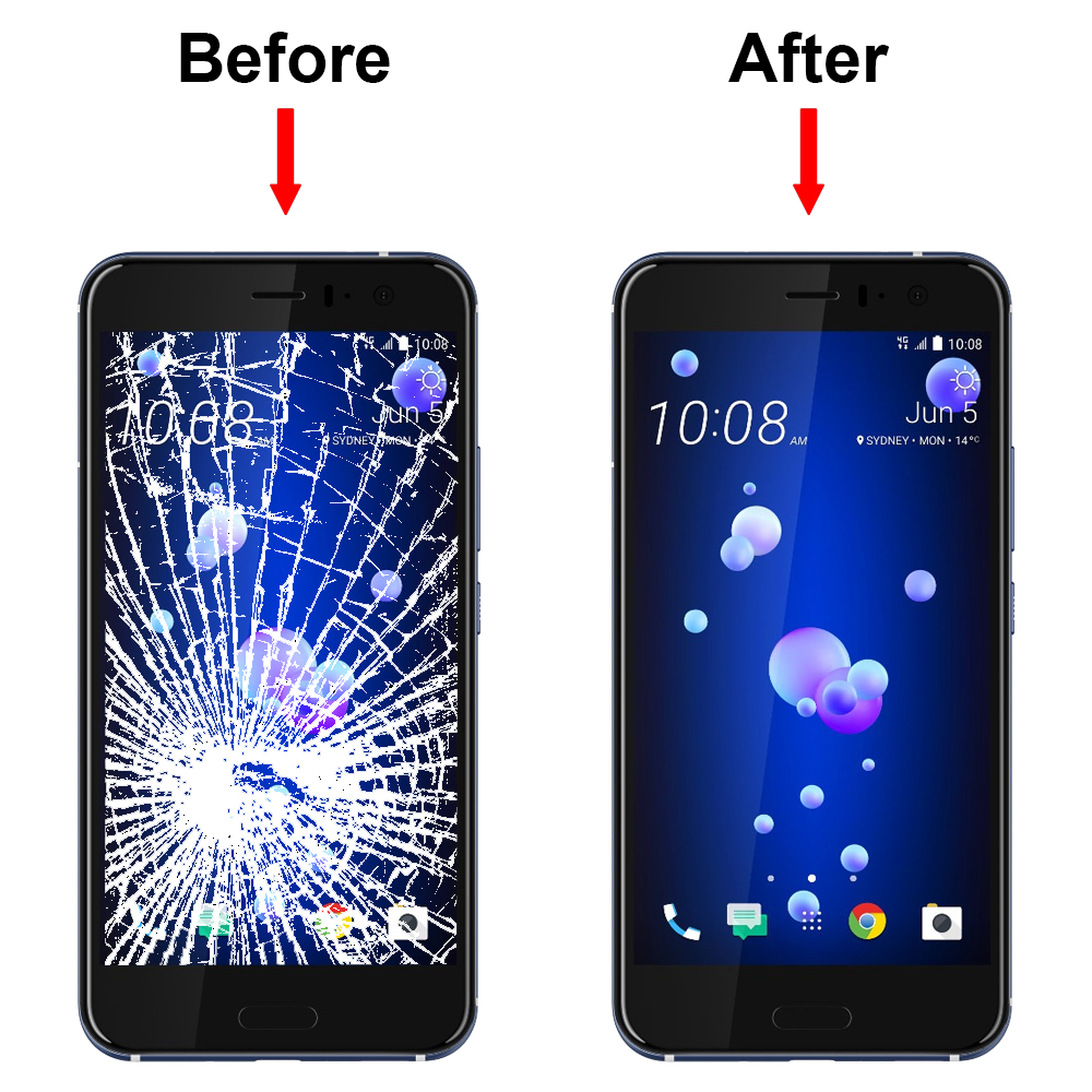 Front Glas Reparatur Set für HTC U11/U11 Dual (SCHWARZ