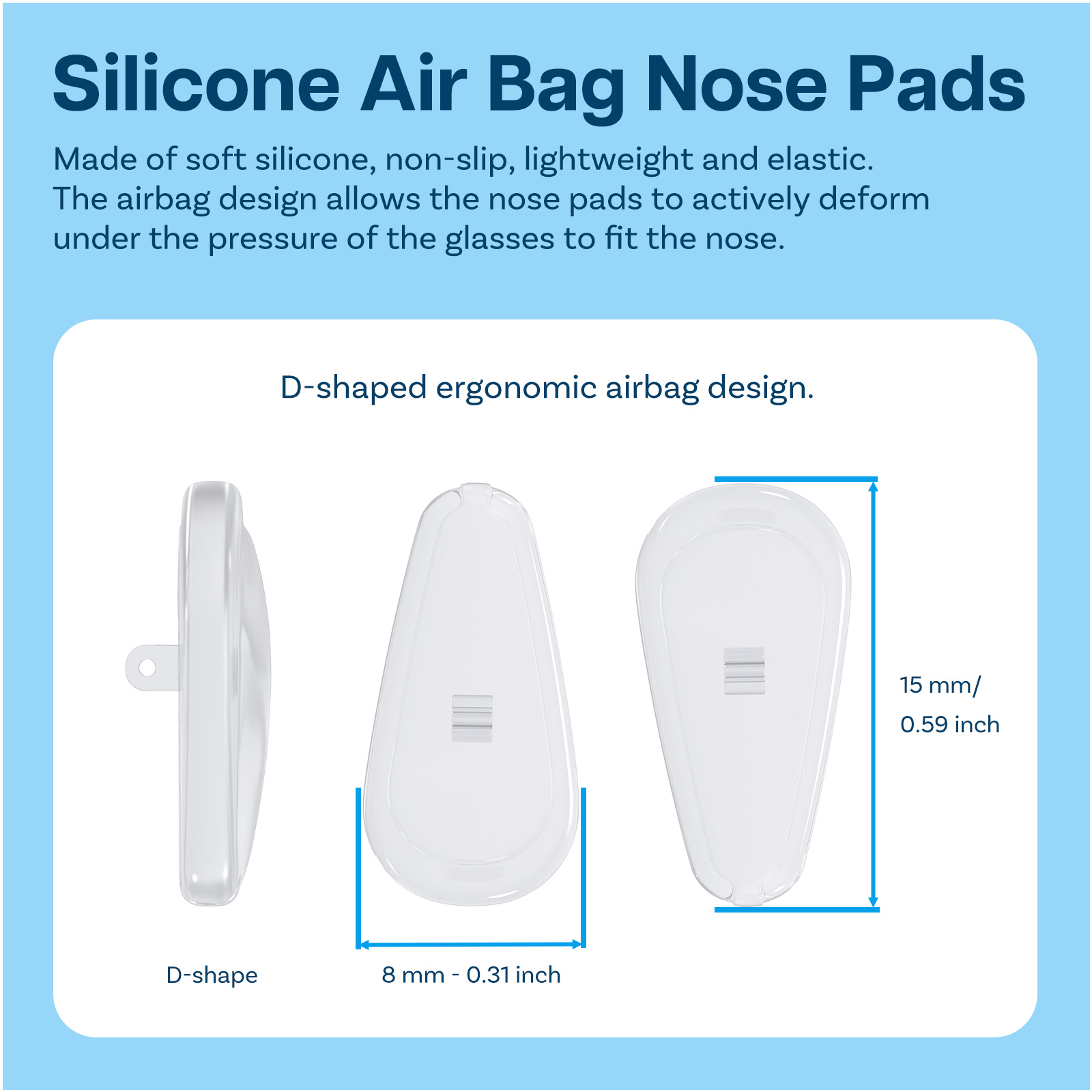 6 pares de almohadillas nasales universales de 15 mm almohadilla nasal antideslizante atornillable - Imagen 3 de 7
