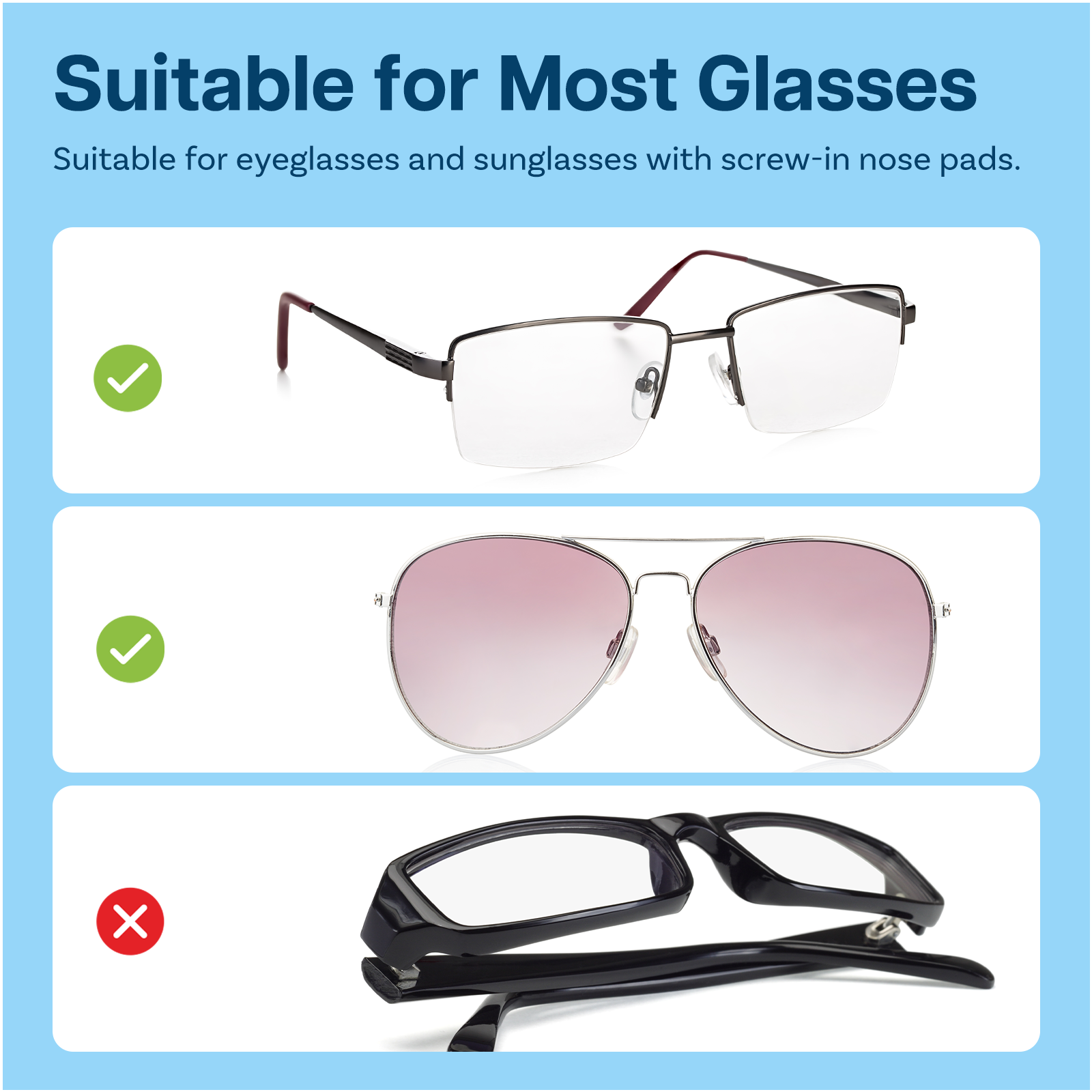 150 Pairs Eyeglass Repair Kit Clear Transparent Nose Pads - 15 Different Styles - Picture 5 of 5