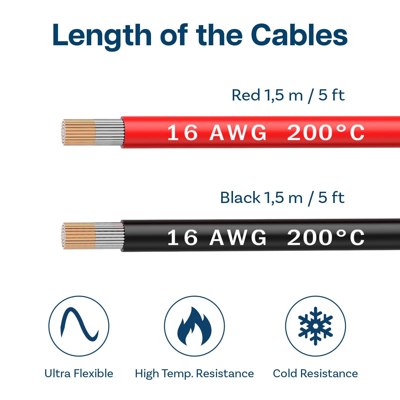 16 AWG Electrical Silicone Wire - 16 Gauge Tinned Copper Cable 1.5 M / 5ft - Picture 2 of 5