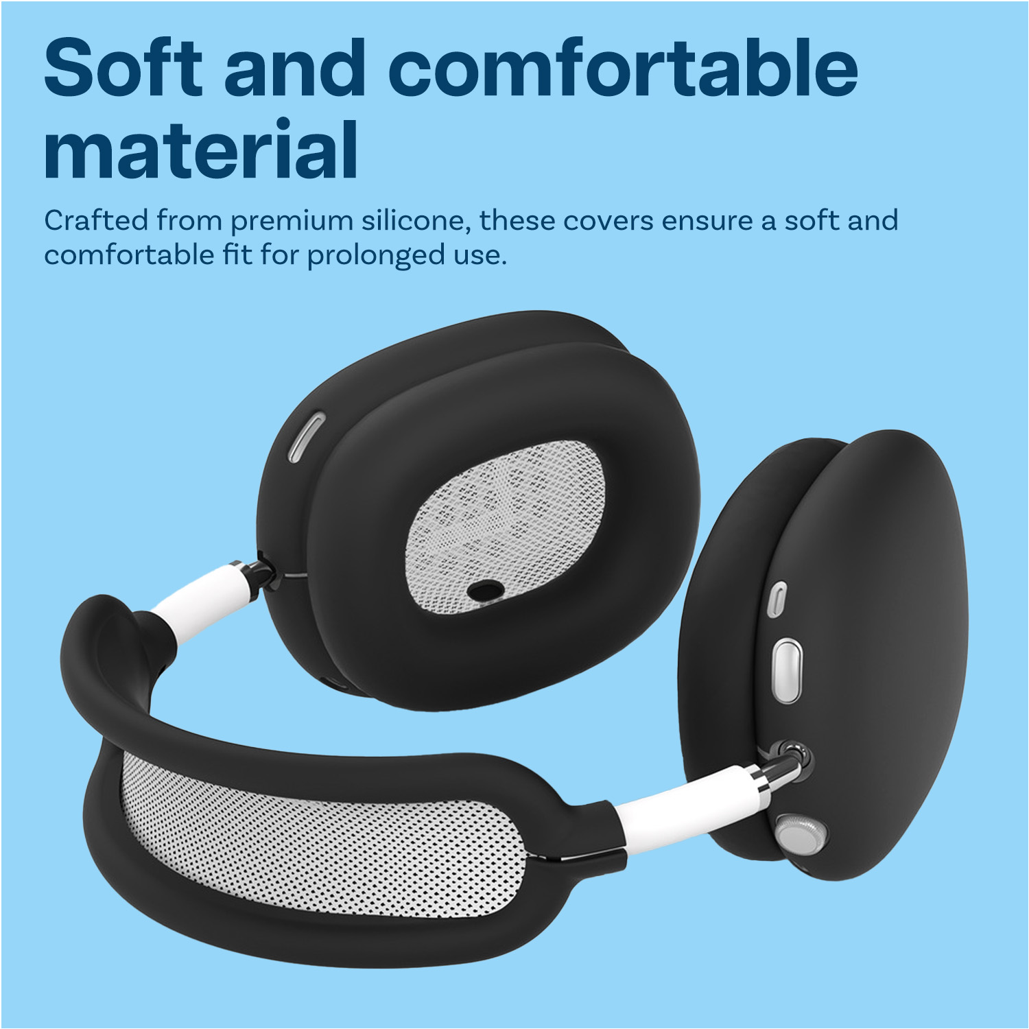 Silicone Case Cover for AirPods Max - Silicone  Pad Case Cover Protector - Black - Picture 3 of 6