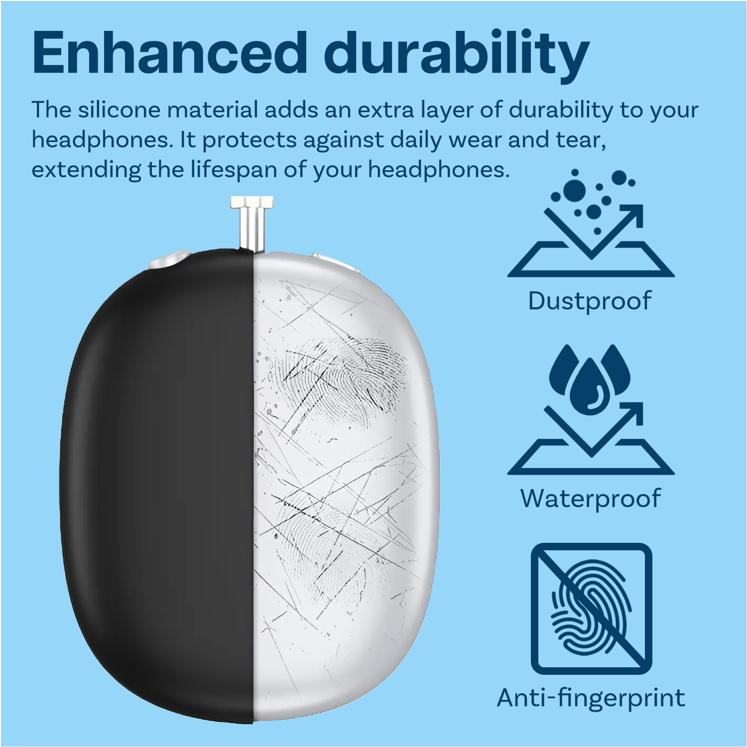 Silicone Case Cover for AirPods Max - Silicone  Pad Case Cover Protector - Black - Picture 5 of 6