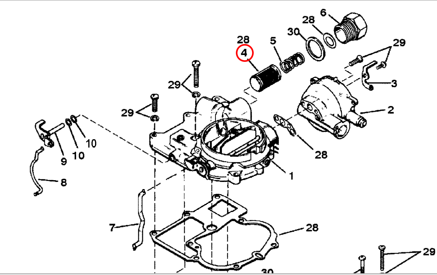 3553336Q Quicksilver Mercruiser Carburetor Fuel Filter Strainer