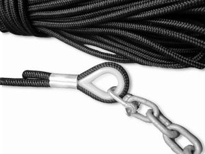 15 m Angler Ankerleine schwarz 6 mm Polyester mit Nylonkausche 15 m Angler Ankerleine schwarz 6 mm Polyester mit Nylonkausche