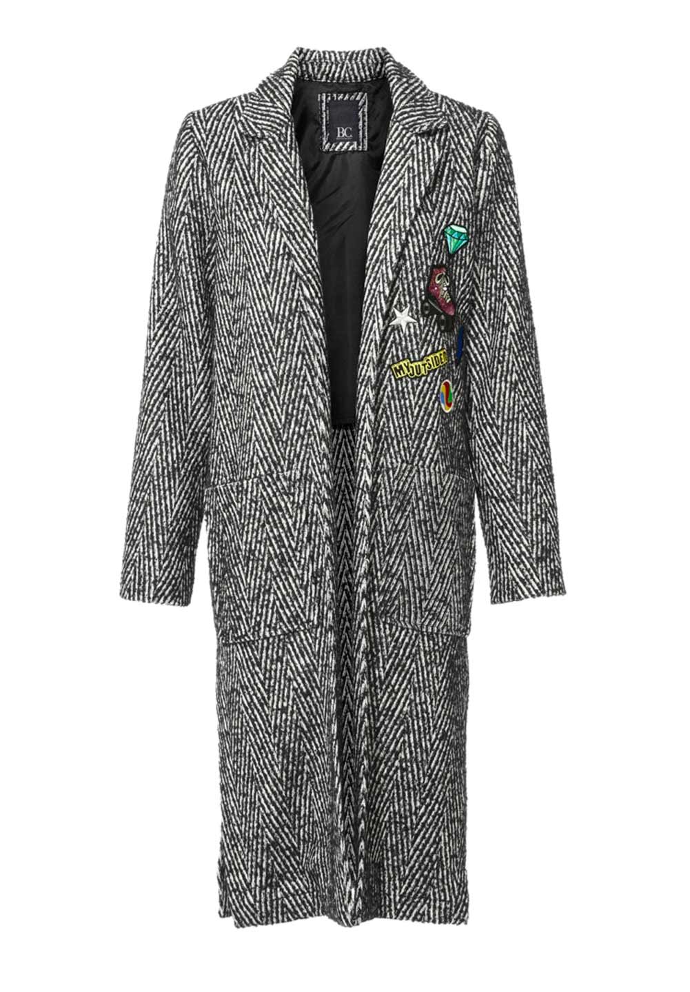 Heine Best Connections Damen Wollmantel mit Patches, schwarz - Main Image