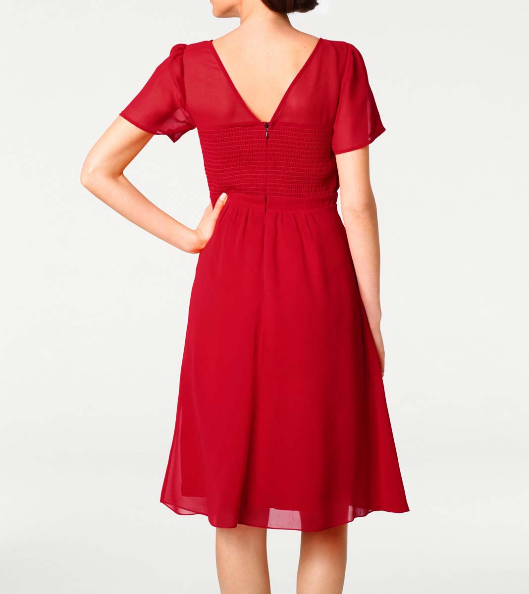 Ashley Brooke Damen Designer-Chiffonkleid, rot | eBay